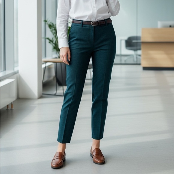 LOFT Pants - NEW LOFT Riviera Slim Pant Mini Houndstooth Teal & Black Size 6